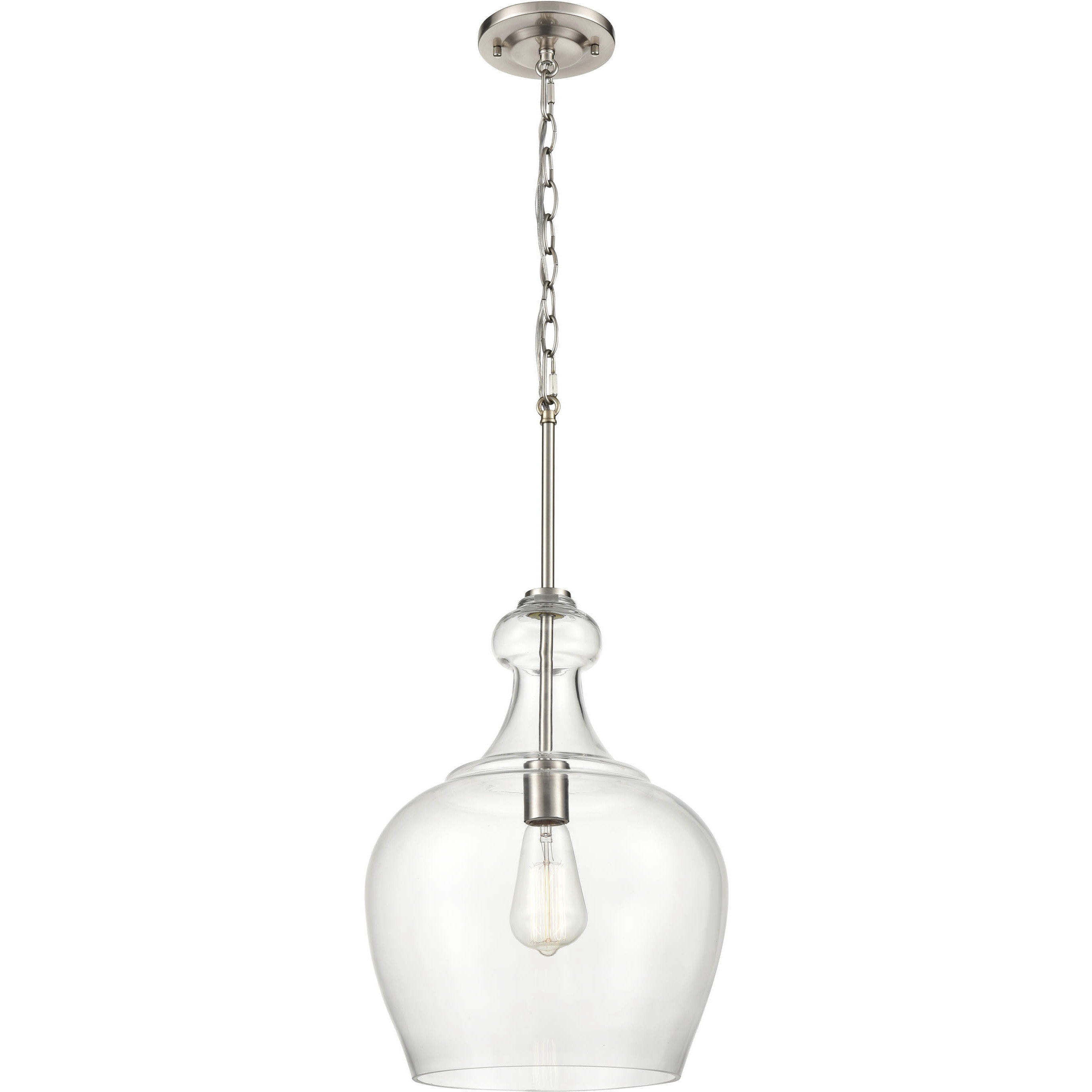 Corra 1 Light 11.75 inch Brushed Nickel Pendant Ceiling Light